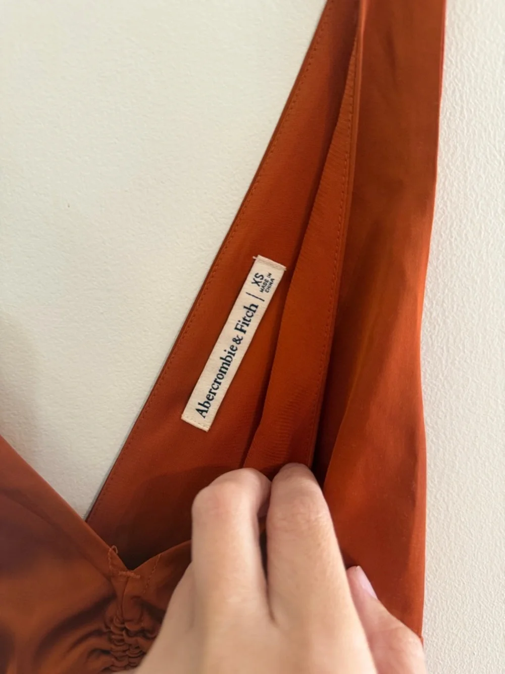 Abercrombie & Fitch Rust Satin Cutout MaxiDress Sz XS Boho Beachy Night Out Slit